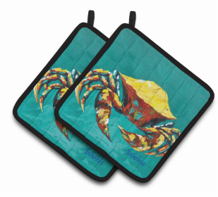 Crab Pair of Pot Holders (Color: Crab Tunnel, size: 7.5 x 7.5)