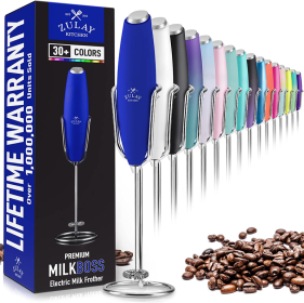 Milk Frother With Holster Stand (Color: BLU)