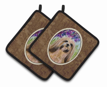 Lhasa Apso Pair of Pot Holders (size: 7.5 x 7.5)