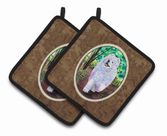 Samoyed Pair of Pot Holders (size: 7.5 x 7.5)