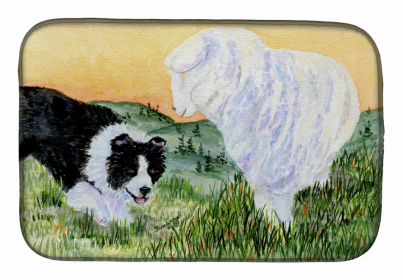 Border Collie Dish Drying Mat (size: 14 x 21)